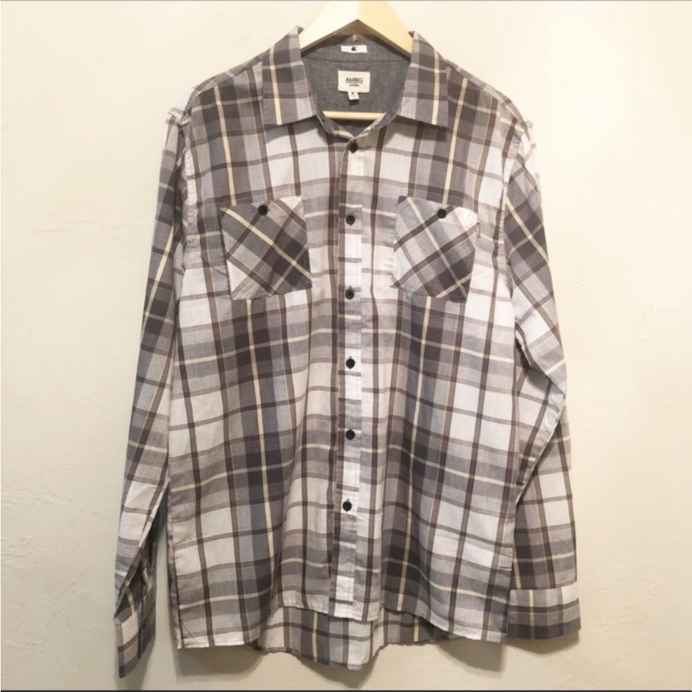 NWOT Ambig Men's Plaid Button Down Shirt - Size Large